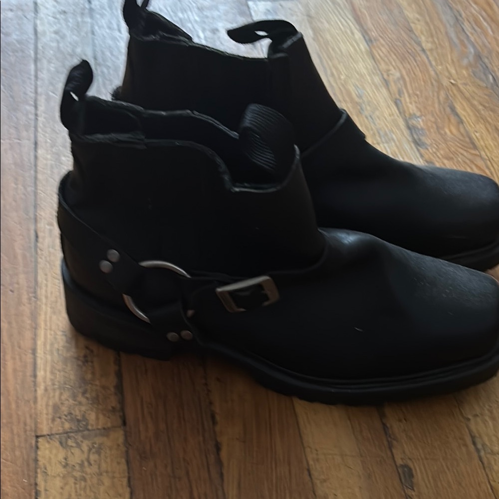Element Black Leather Motorcycle Boots